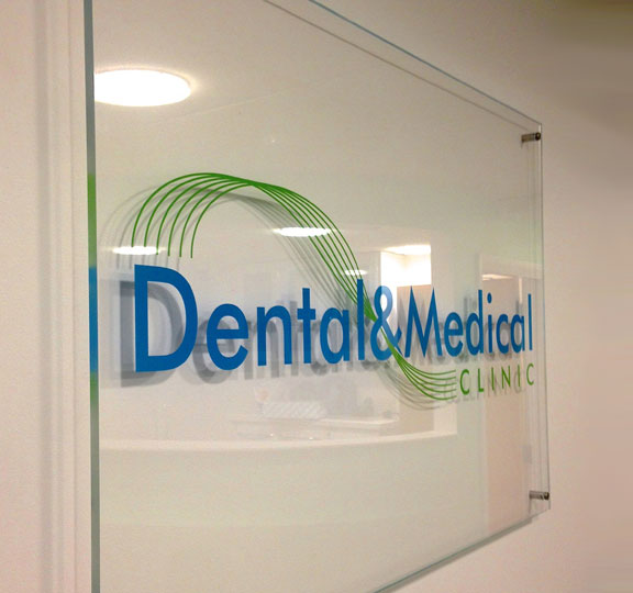 Clear Plexi Glass Sign with Vinyl Graphics